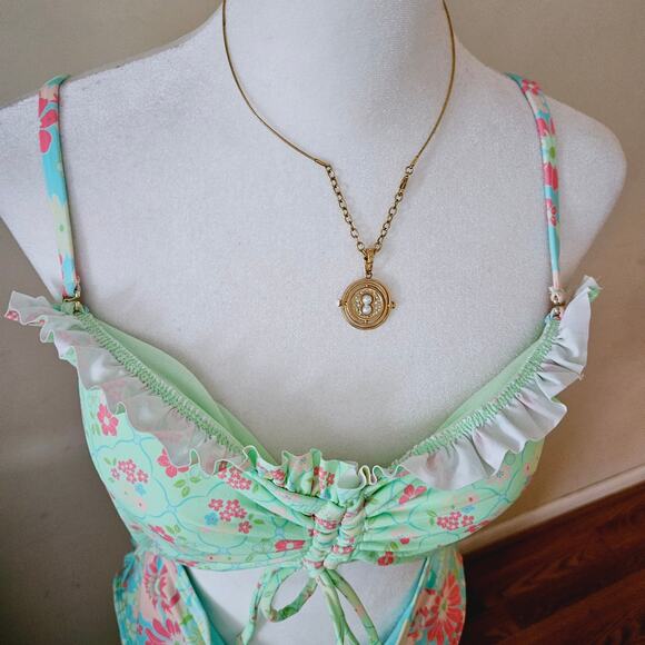 Size XL 15/17 Celebrity Pink Swim Multi-Colored Mismatched Floral One Piece - Picture 7 of 16